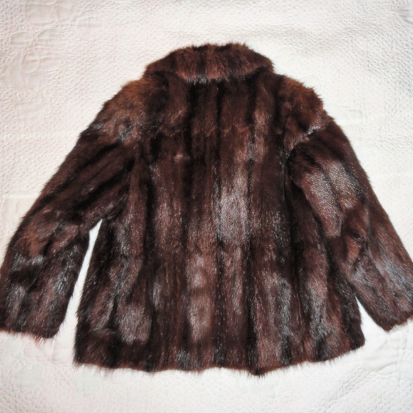 Vintage Glossy Chocolate Brown Mink Jacket Fur - Picture 5 of 7